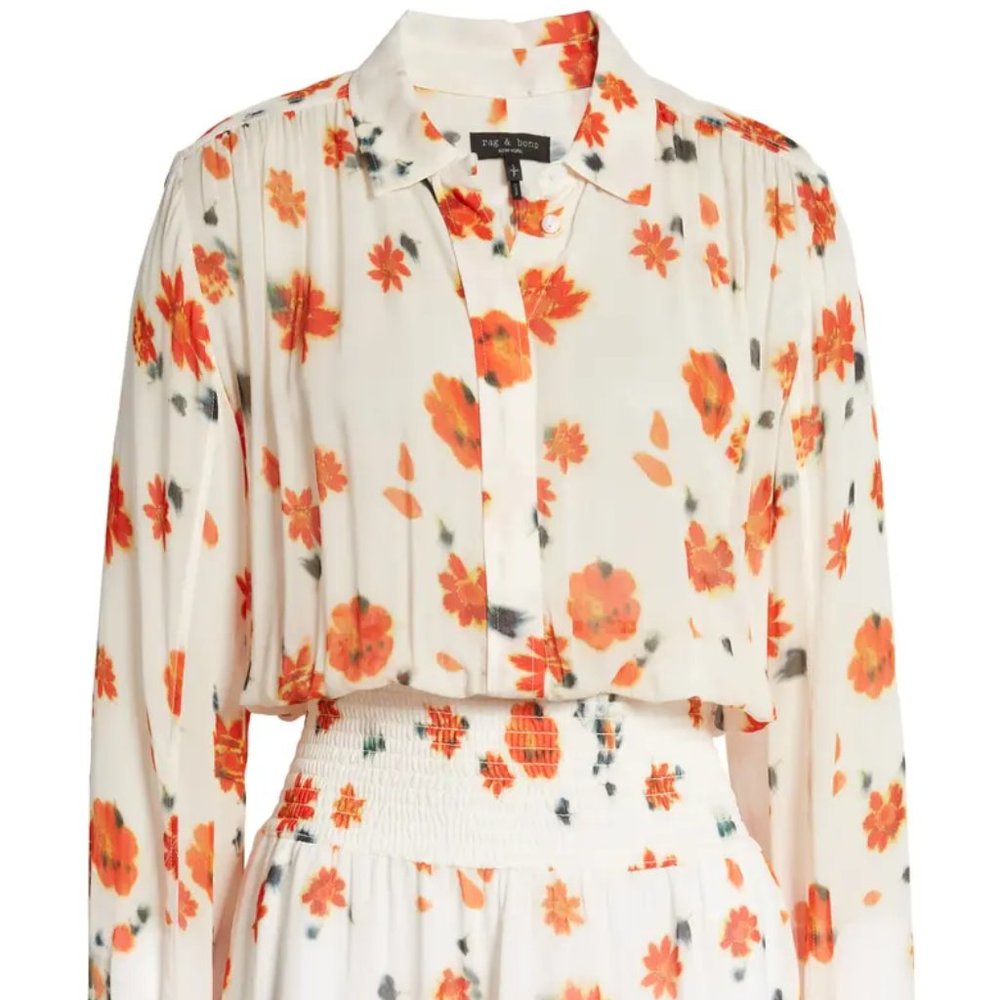 Rag & Bone Bailey Smocked Floral Print Long Sleeve Dress - Picture 4 of 6